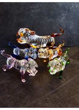 Луксозен Комплект цветни кристални тигри 5 броя- подарък за Годината на Тигъра 2022
