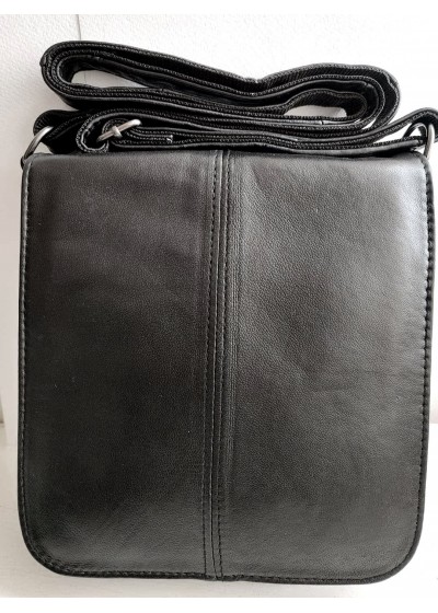 Мъжка черна чанта естествена кожа класически модел размер XL