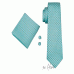 Изискан Сватбен Комплект вратовръзка, дизайнерска бутониера, ръкавели и кърпичка в светъл тюркоаз и бяло