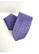 Бизнес клас копринена мъжка вратовръзка и кърпичка в светло лилаво