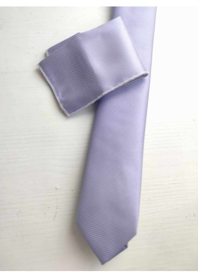 Комплект за младоженец и абитуриент вратовръзка и кърпичка в светло лилаво