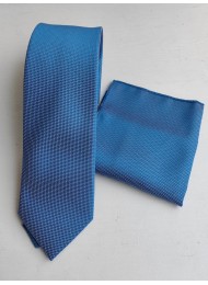 Бизнес клас мъжка вратовръзка комплект с кърпичка за джоб в Небесно синьо
