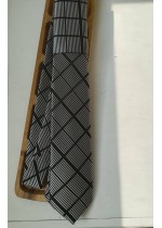Луксозна мъжка копринена вратовръзка by Polovito в сиво и черно