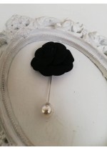 Бутониера - игла за младоженец роза в наситено черно